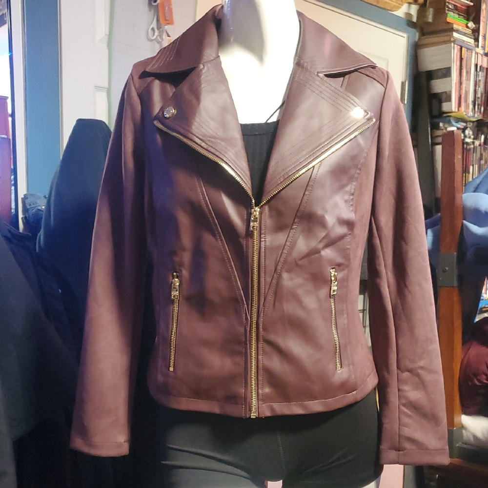 Marc New York Women's Burgundy Moto Jacket